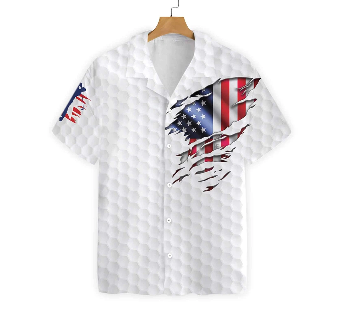 Golf American Flag Hawaiian Shirt, Button Up Aloha Shirt For Men, Women