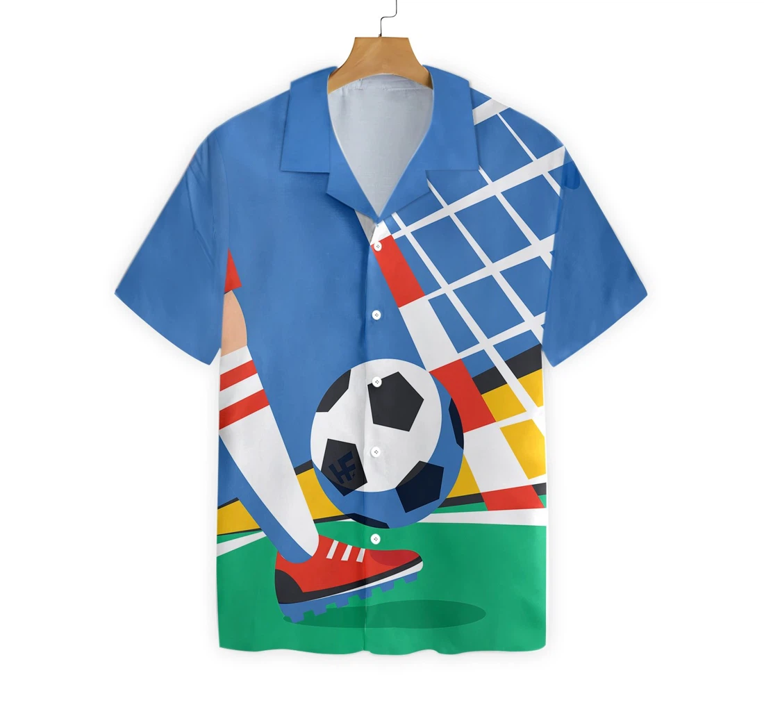 Soccer Player With Ball Hawaiian Shirt, Button Up Aloha Shirt For Men, Women