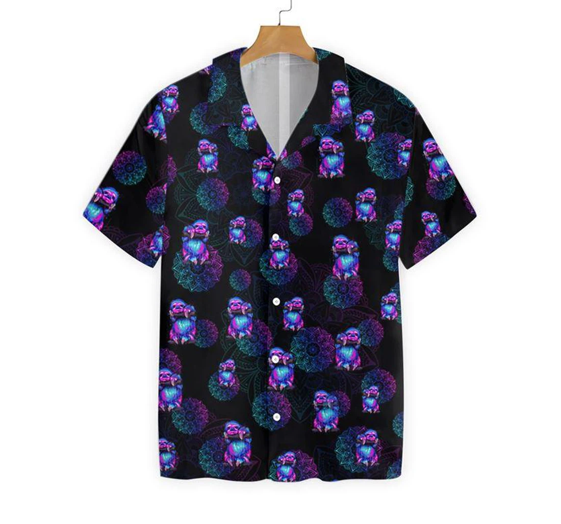 Sloth Mandala Watercolor Hawaiian Shirt, Button Up Aloha Shirt For Men, Women