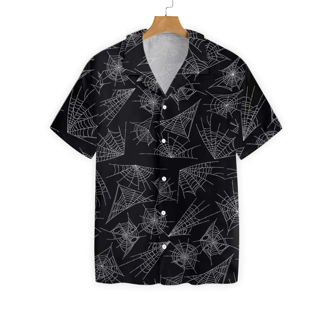 Spider Web Goth Hawaiian Shirt, Button Up Aloha Shirt For Men, Women