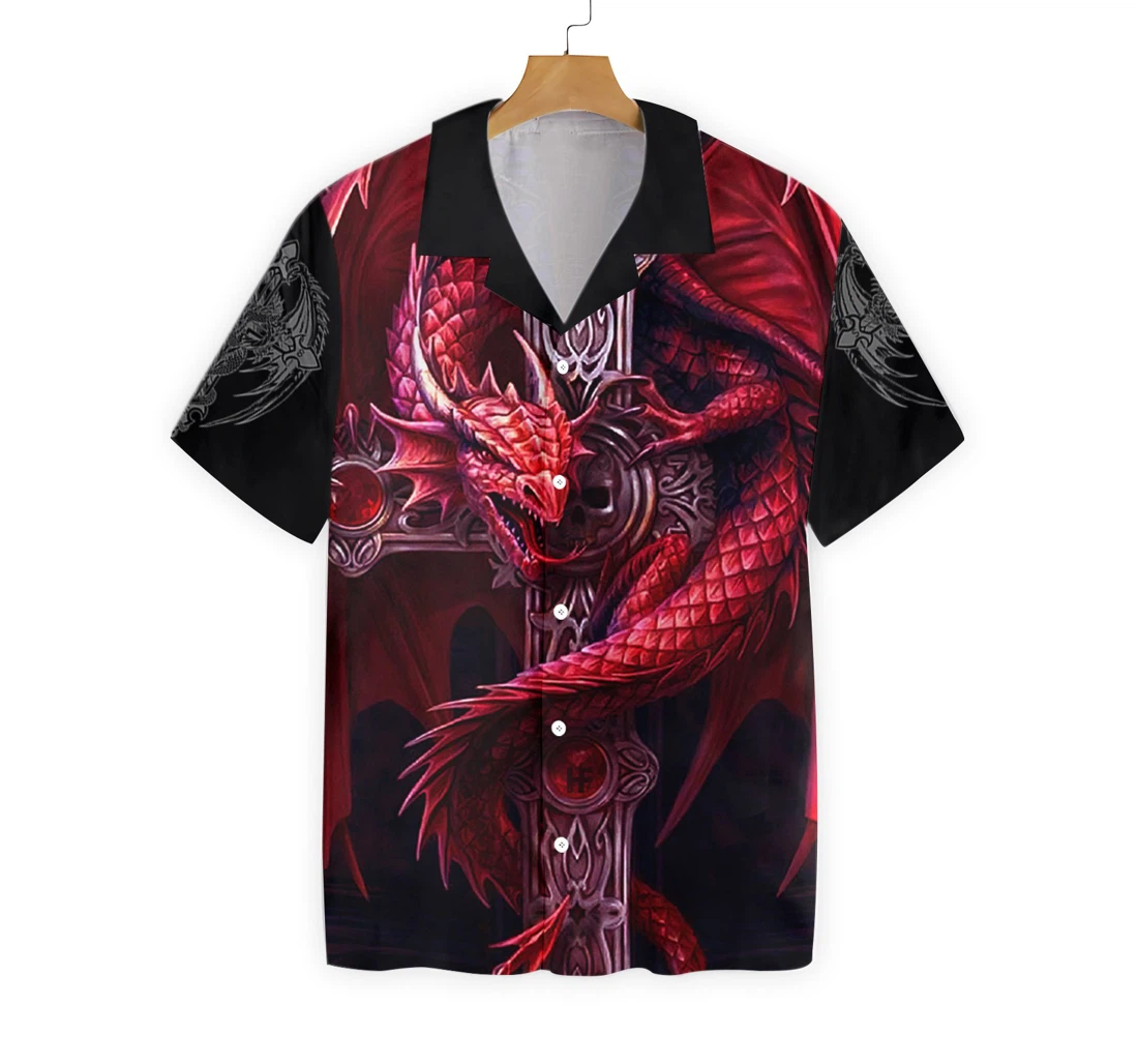 Dragon Tattoos Magenta Hawaiian Shirt, Button Up Aloha Shirt For Men, Women