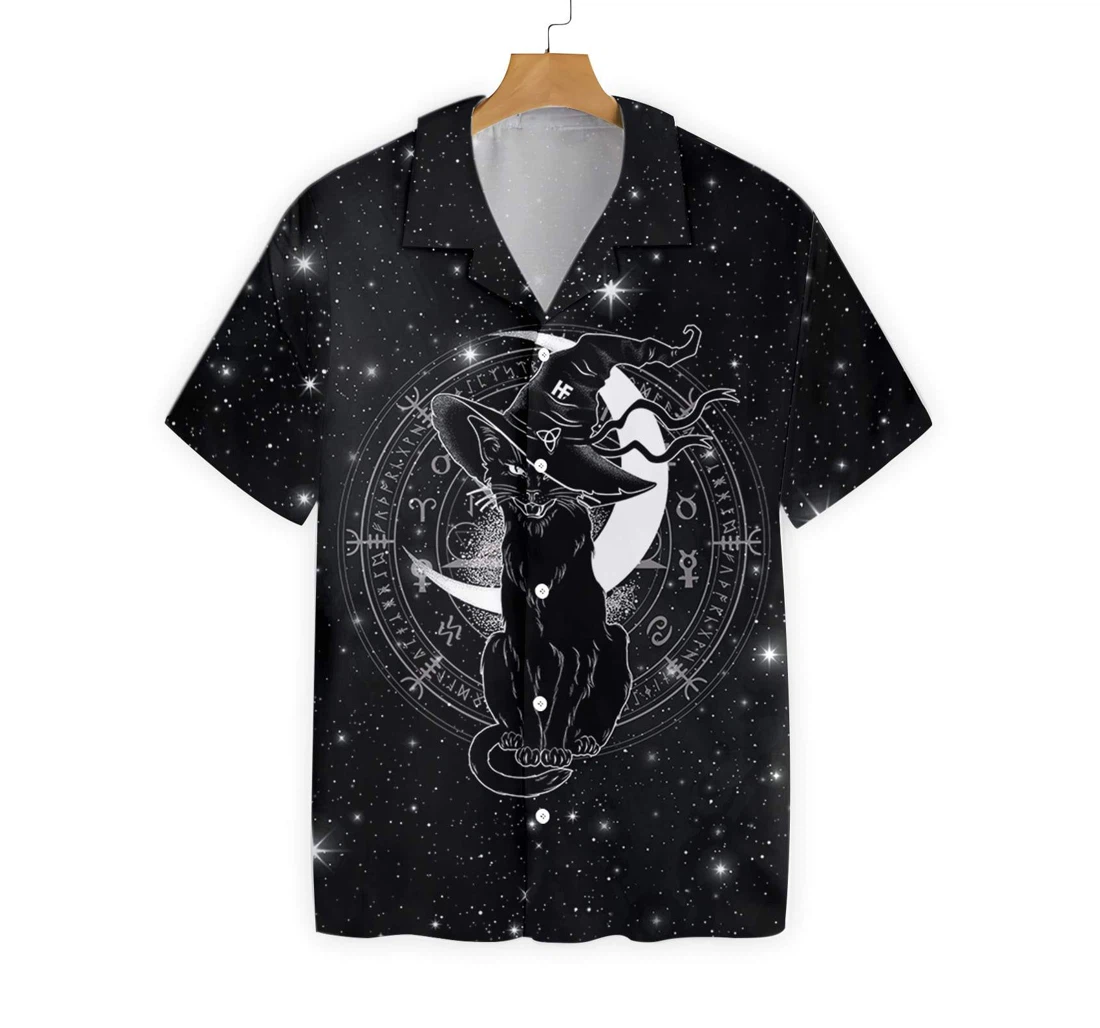 Wicca Black Cat Hawaiian Shirt, Button Up Aloha Shirt For Men, Women