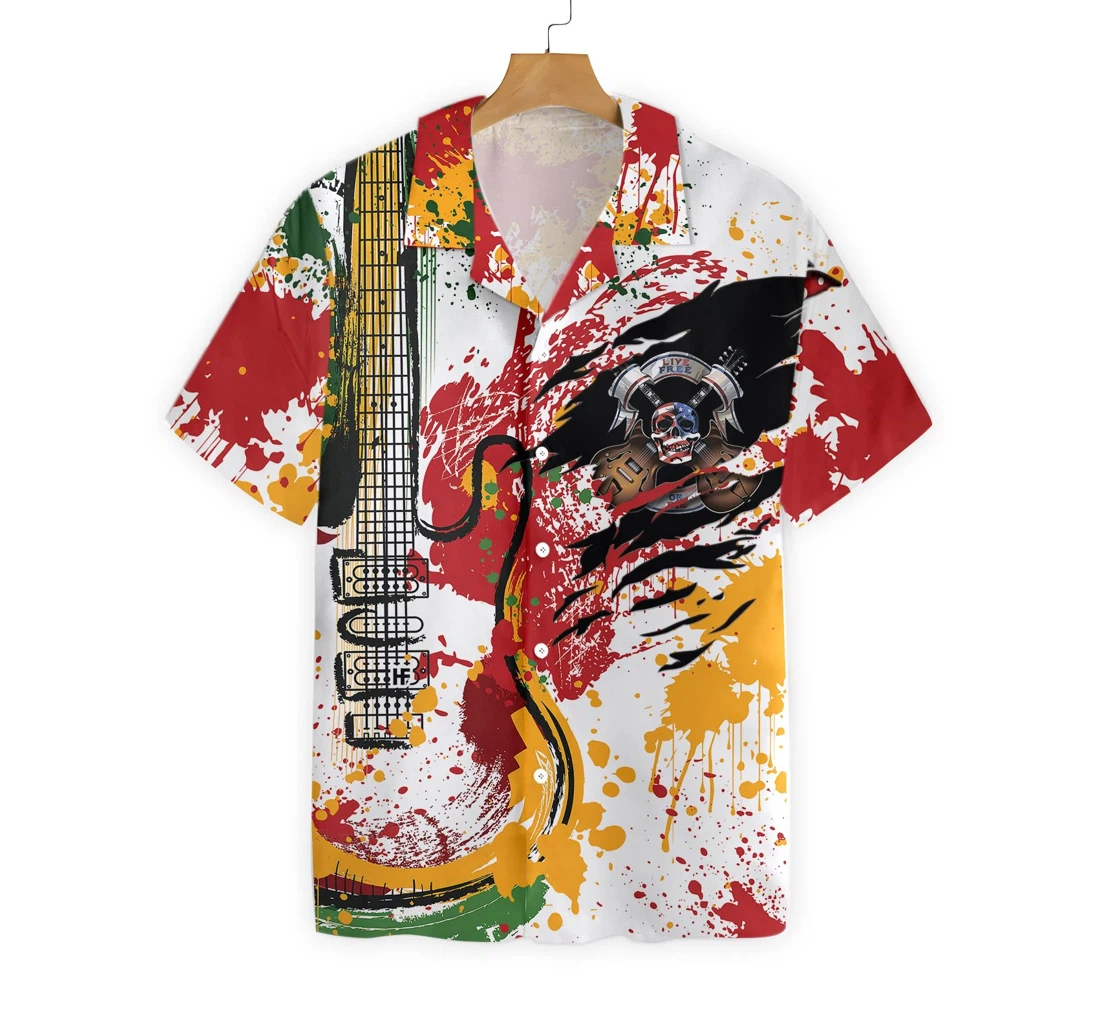 Guitar Live Free Or Die Hawaiian Shirt, Button Up Aloha Shirt For Men, Women