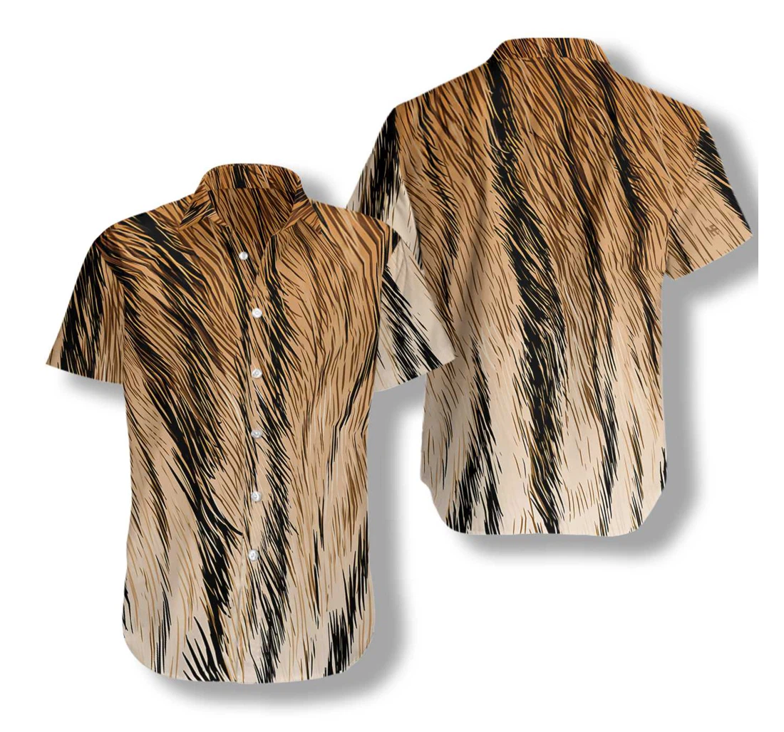 Tiger Fur Strip Pattern Hawaiian Shirt, Button Up Aloha Shirt For Men, Women