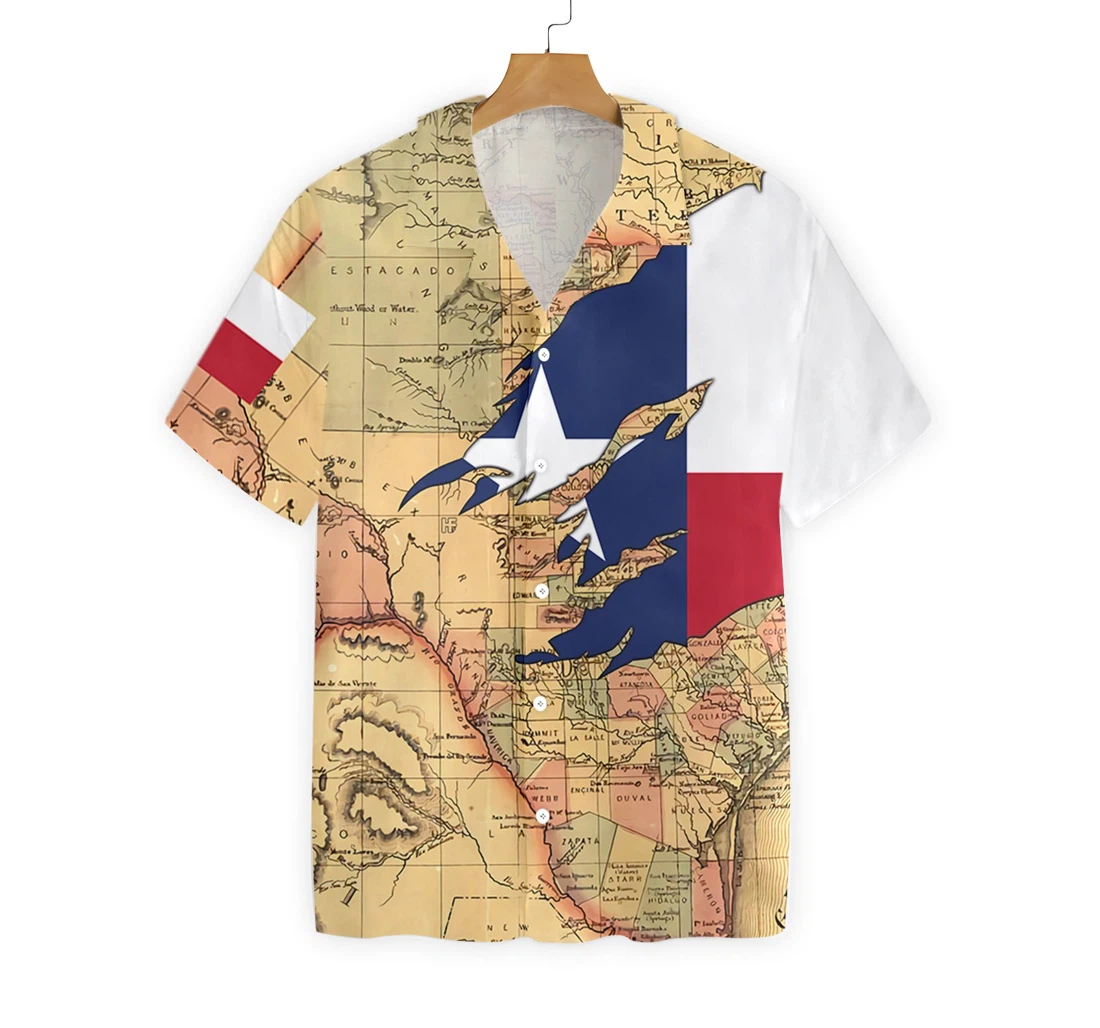 Patriotic Texas , Texas Flag Proud Texas Map Pattern Hawaiian Shirt, Button Up Aloha Shirt For Men, Women