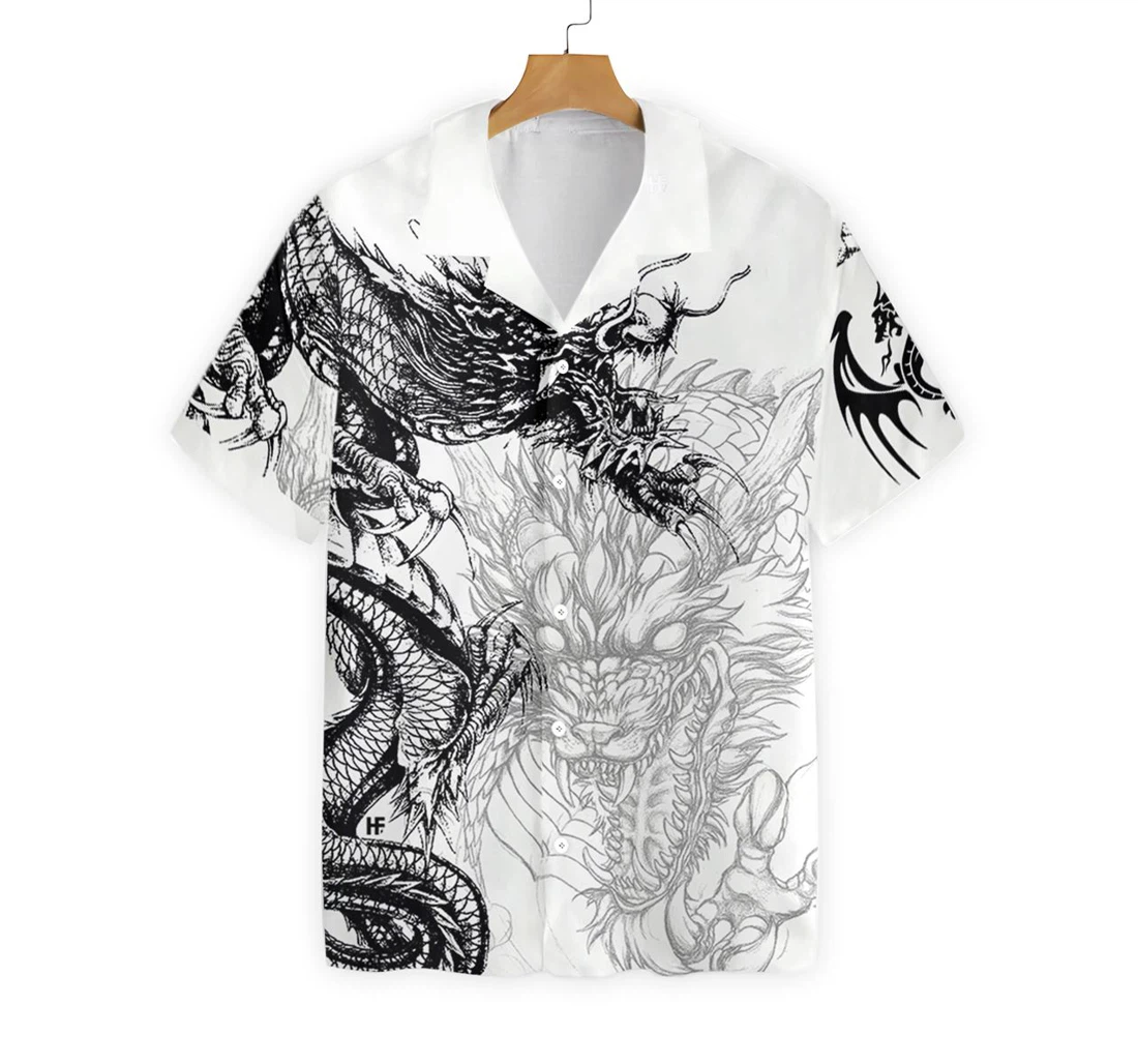 Oriental Dragon Hawaiian Shirt, Button Up Aloha Shirt For Men, Women