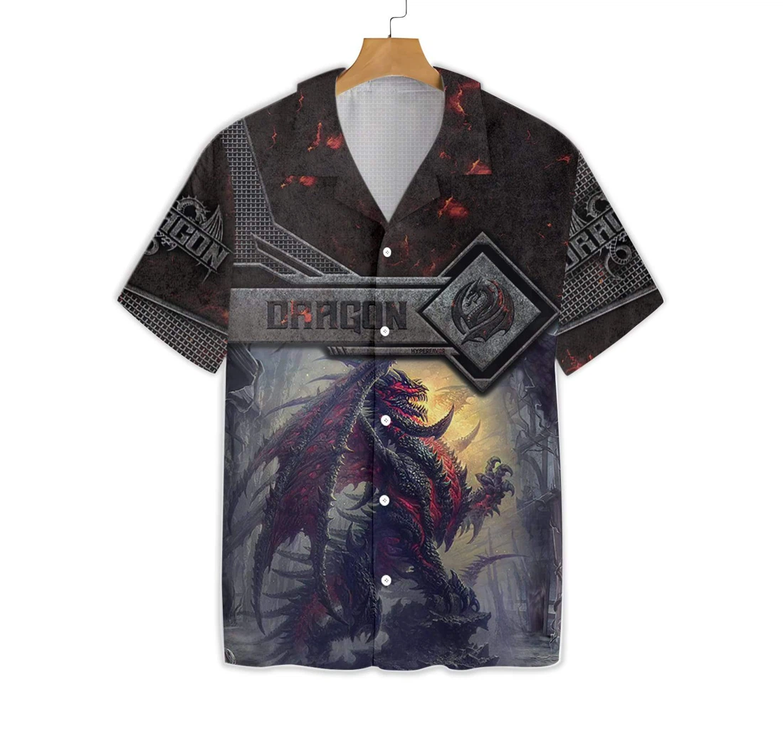 Mighty Dragon Steel Armor Hawaiian Shirt, Button Up Aloha Shirt For Men, Women