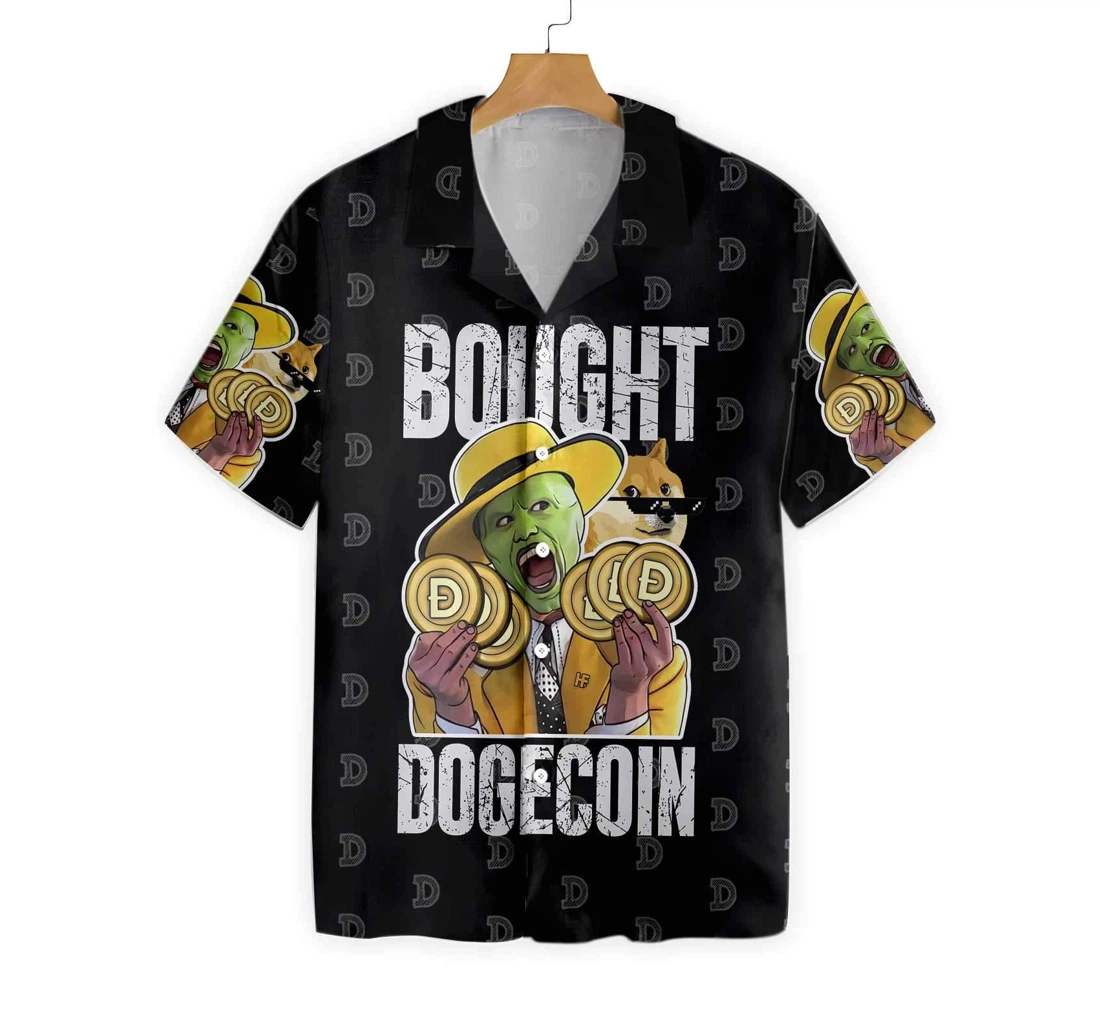 Bought Dogecoin Hawaiian Shirt, Button Up Aloha Shirt For Men, Women