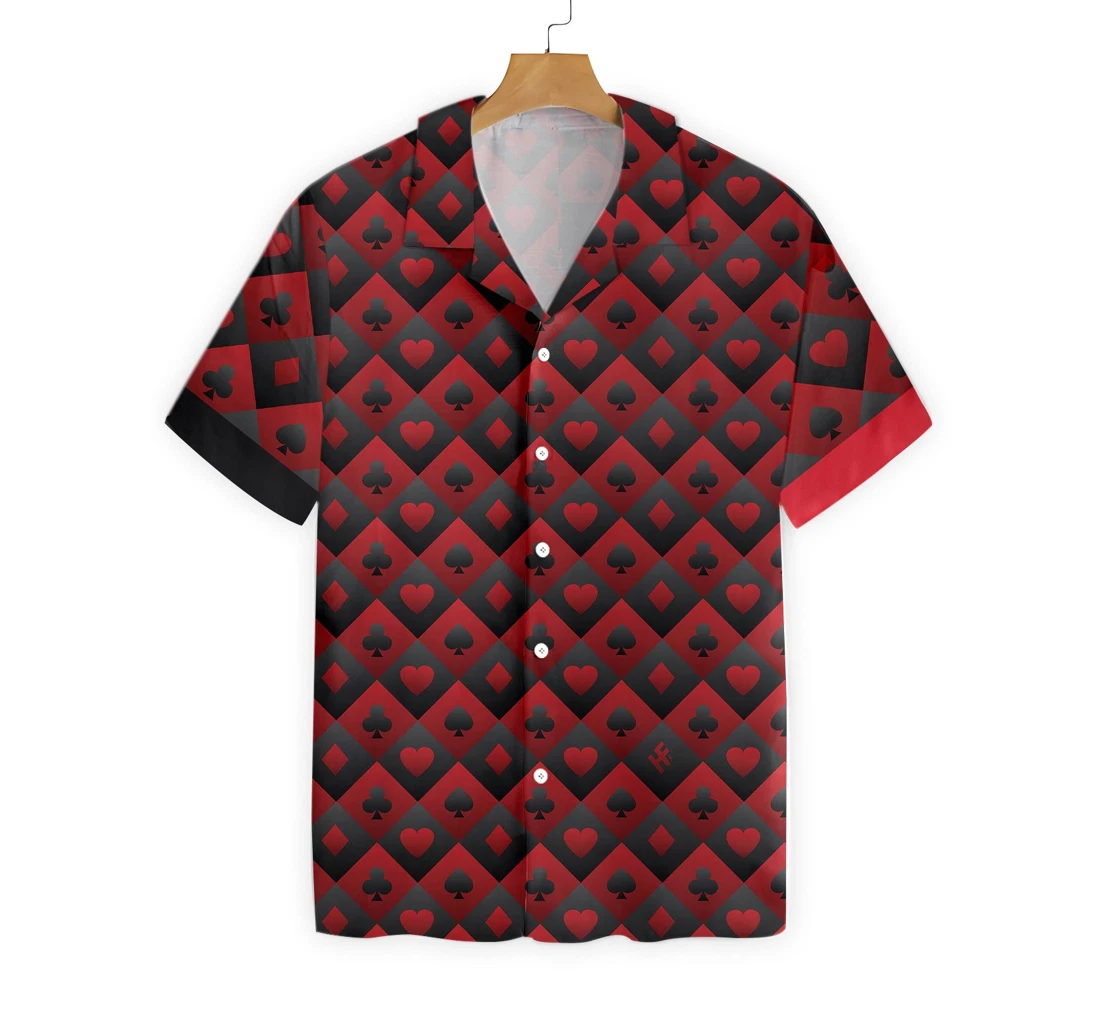 Casino Black And Red Pattern Hawaiian Shirt, Button Up Aloha Shirt For Men, Women