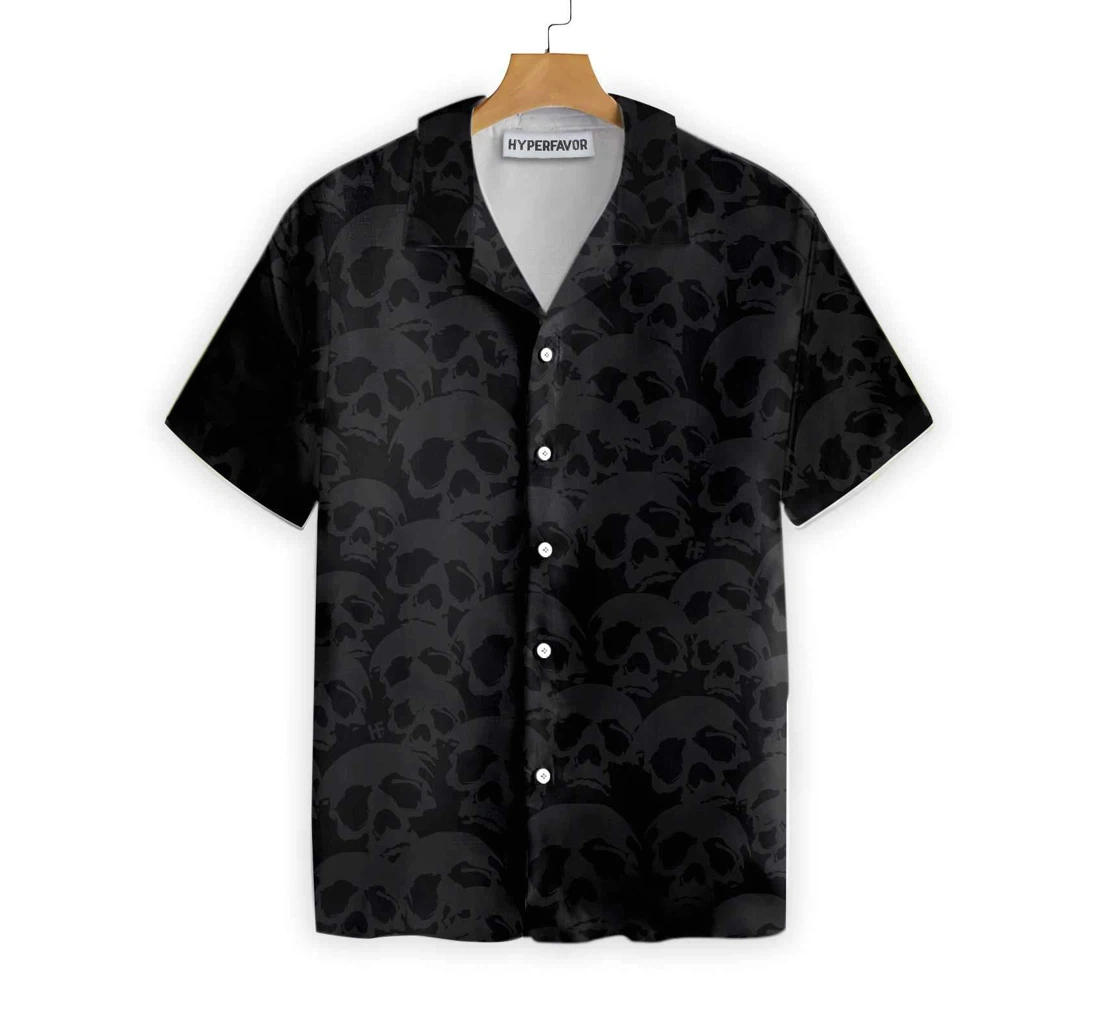 Too Young Die Gothic Black And White Dark Skull Hawaiian Shirt, Button Up Aloha Shirt For Men, Women