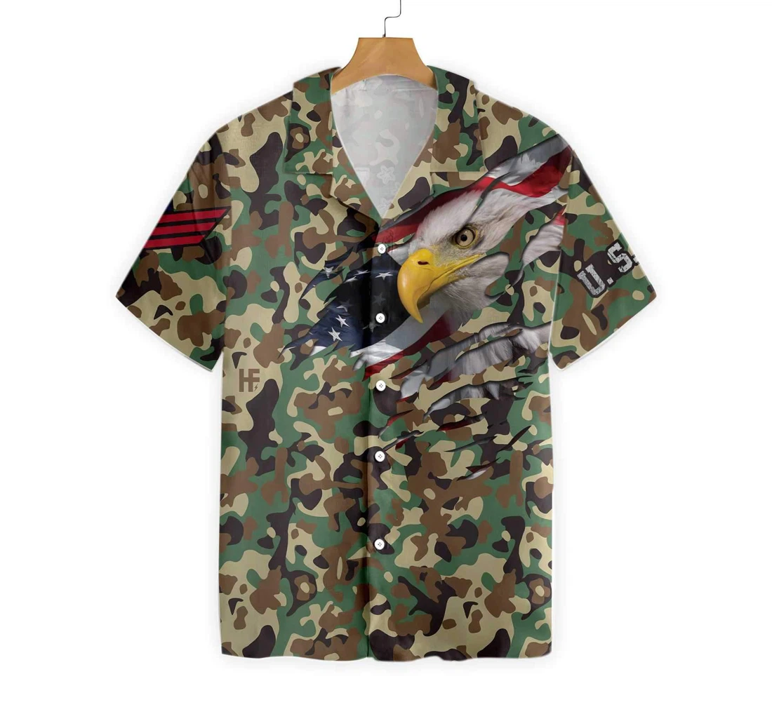 Veteran Proud Us Woodland Camouflage Hawaiian Shirt, Button Up Aloha Shirt For Men, Women