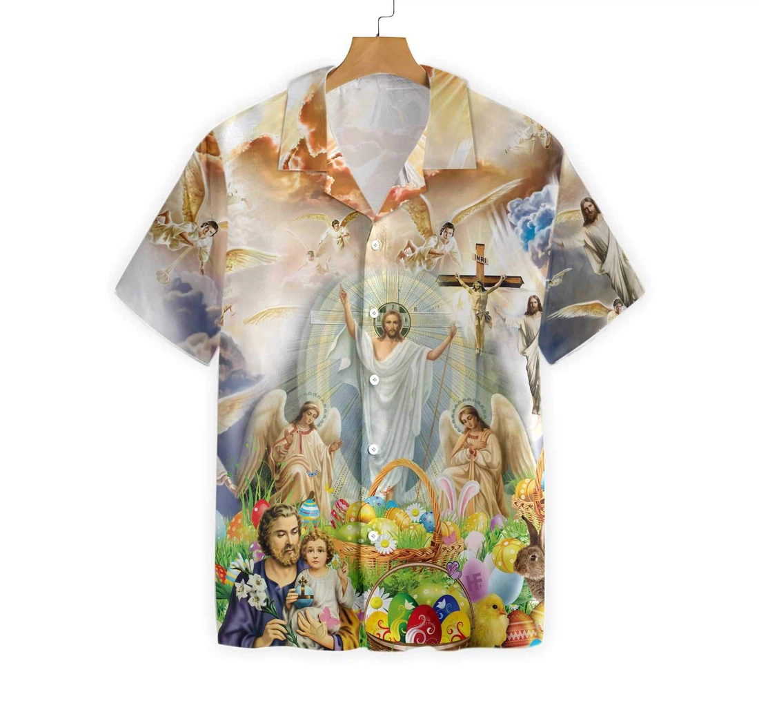 Jesus Happy Easter Hawaiian Shirt, Button Up Aloha Shirt For Men, Women