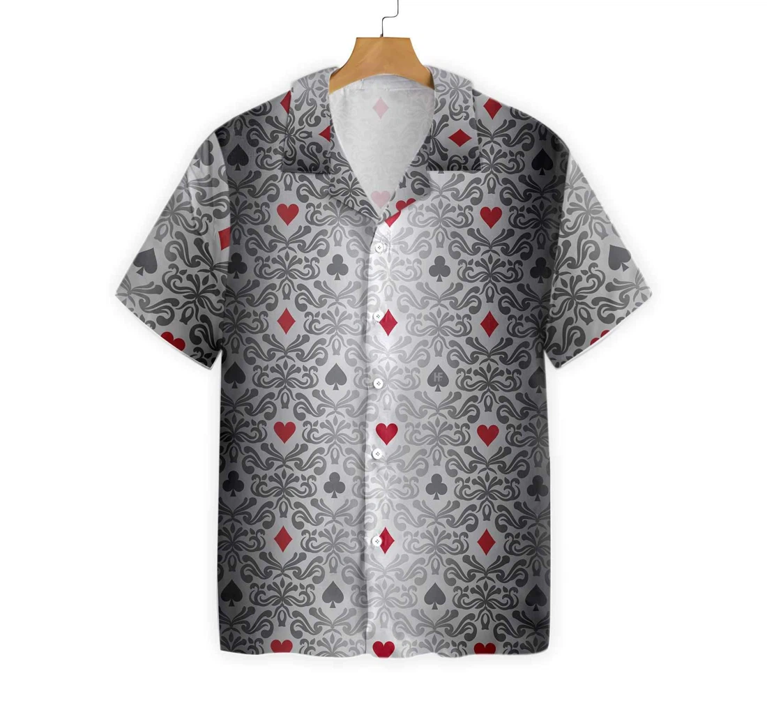 Casino Poker Pattern Hawaiian Shirt, Button Up Aloha Shirt For Men, Women