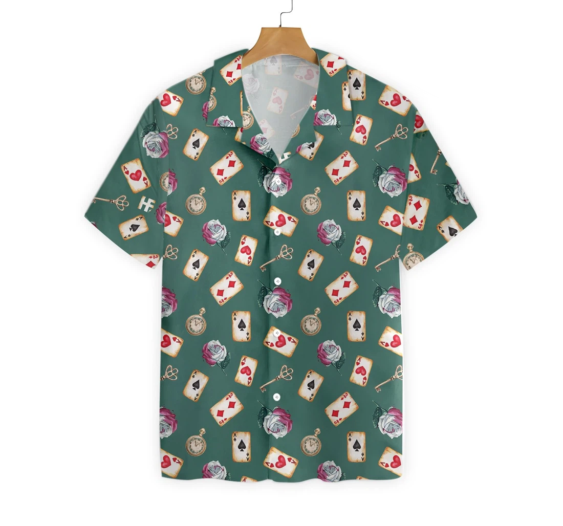 Casino Poker Green Background Hawaiian Shirt, Button Up Aloha Shirt For Men, Women