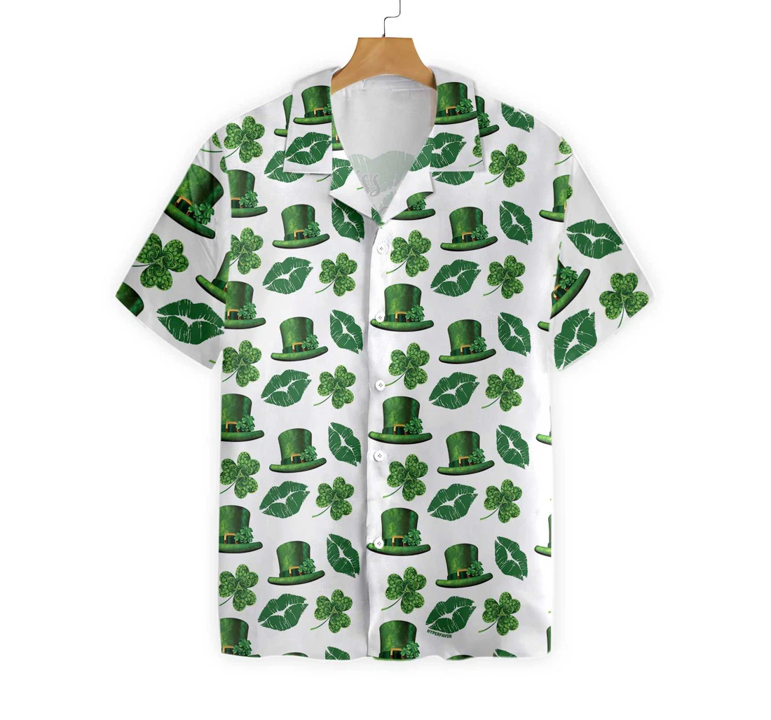 Kiss Me I'm Irish St Patrick's Day Hawaiian Shirt, Button Up Aloha Shirt For Men, Women