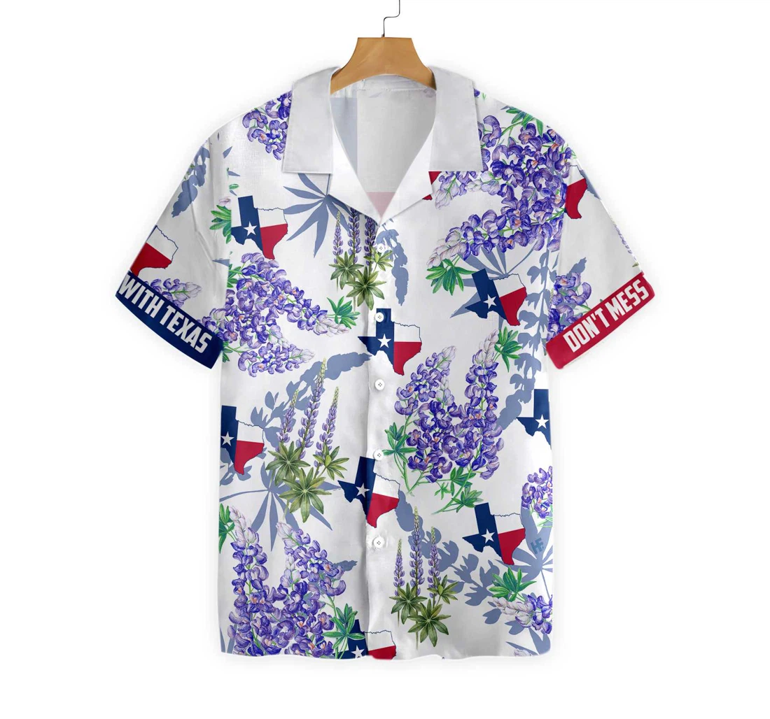 Bluebonnet Texas Purple Version, And Flag Texas Proud Texas Hawaiian Shirt, Button Up Aloha Shirt For Men, Women