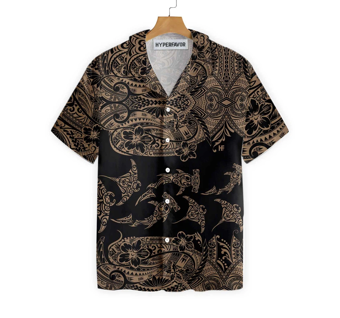 Polynesian Pattern Hawaiian Shirt, Button Up Aloha Shirt For Men, Women