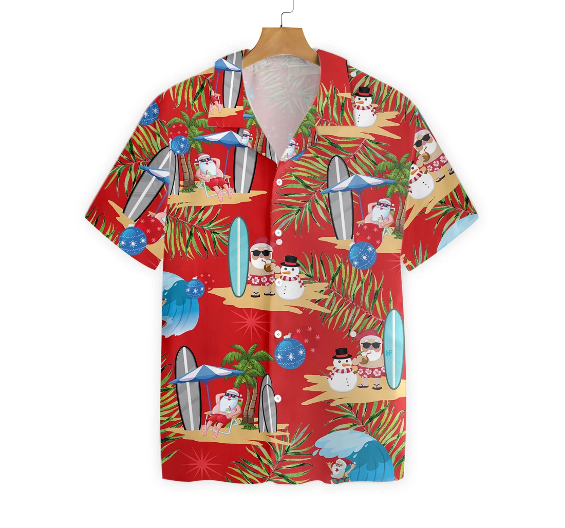 Merry Christmas Santa Claus Hawaiian Shirt, Button Up Aloha Shirt For Men, Women