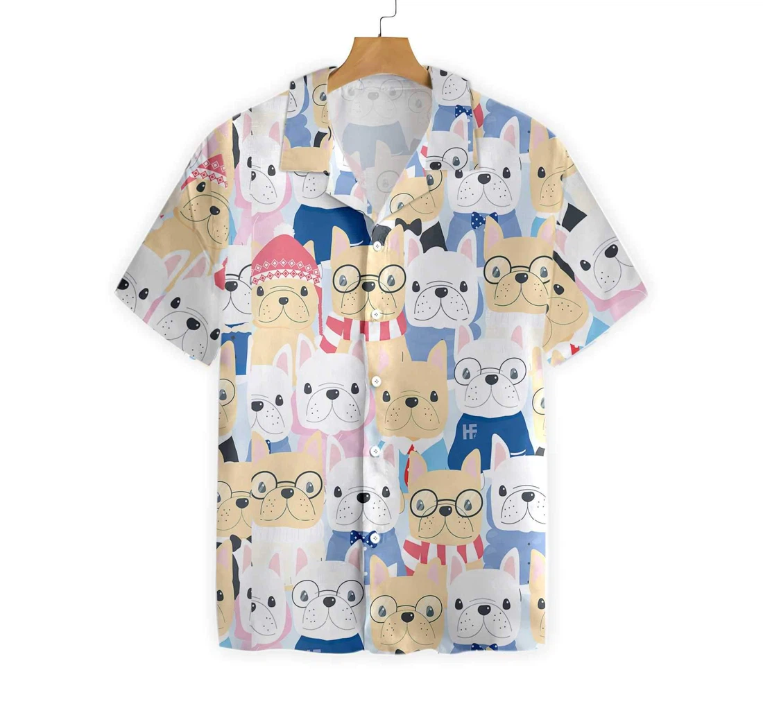 Funny French Bulldog Hawaiian Shirt, Button Up Aloha Shirt For Men, Women