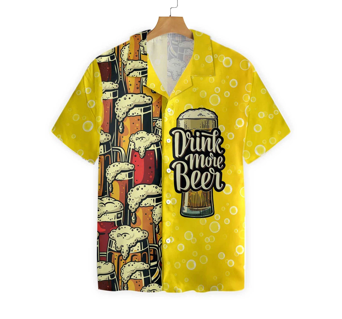 Drink More Beer Hawaiian Shirt, Button Up Aloha Shirt For Men, Women