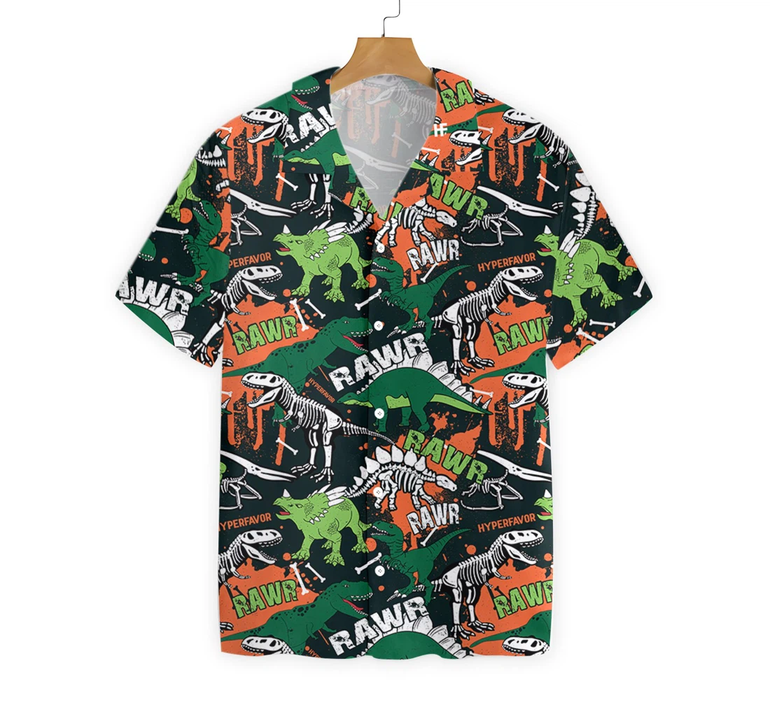 Rawr Dinosaur Hawaiian Shirt, Button Up Aloha Shirt For Men, Women