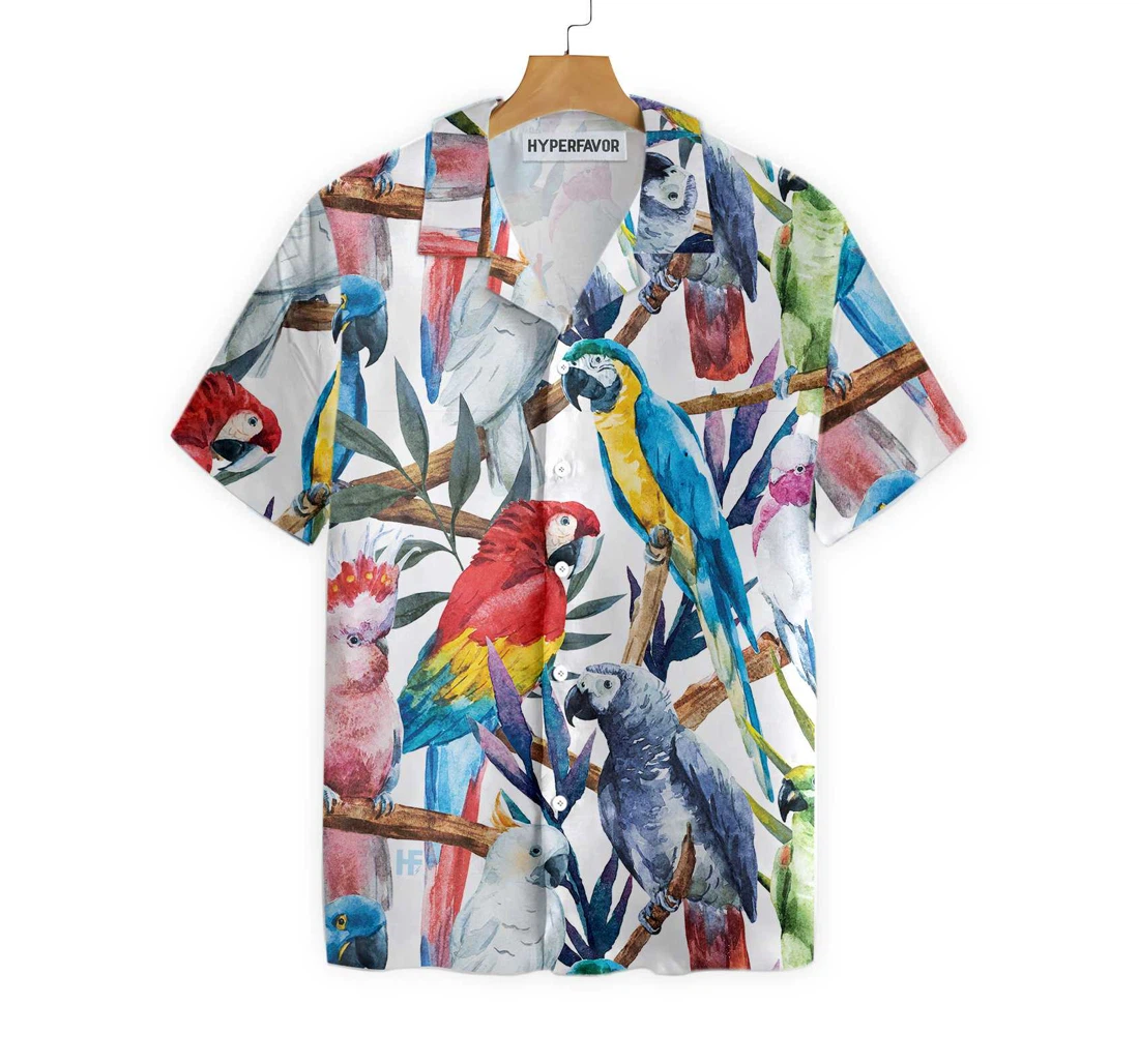 Exotic Parrots & Plant V2 Hawaiian Shirt, Button Up Aloha Shirt For Men, Women