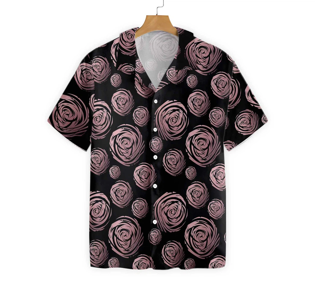 Rose Gold In Black Hawaiian Shirt, Button Up Aloha Shirt For Men, Women