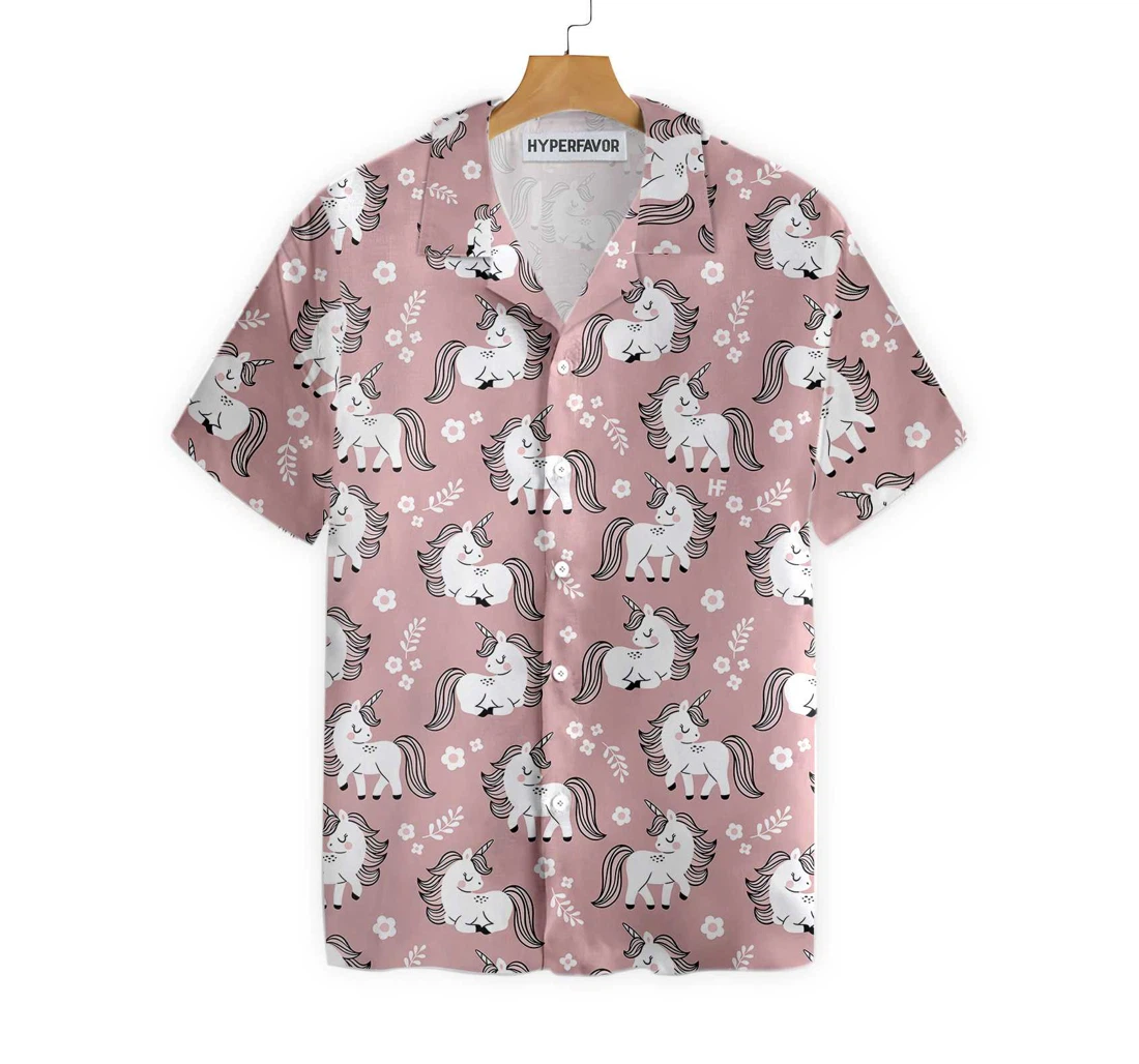 Baby Unicorn In The Magic Forest Hawaiian Shirt, Button Up Aloha Shirt For Men, Women