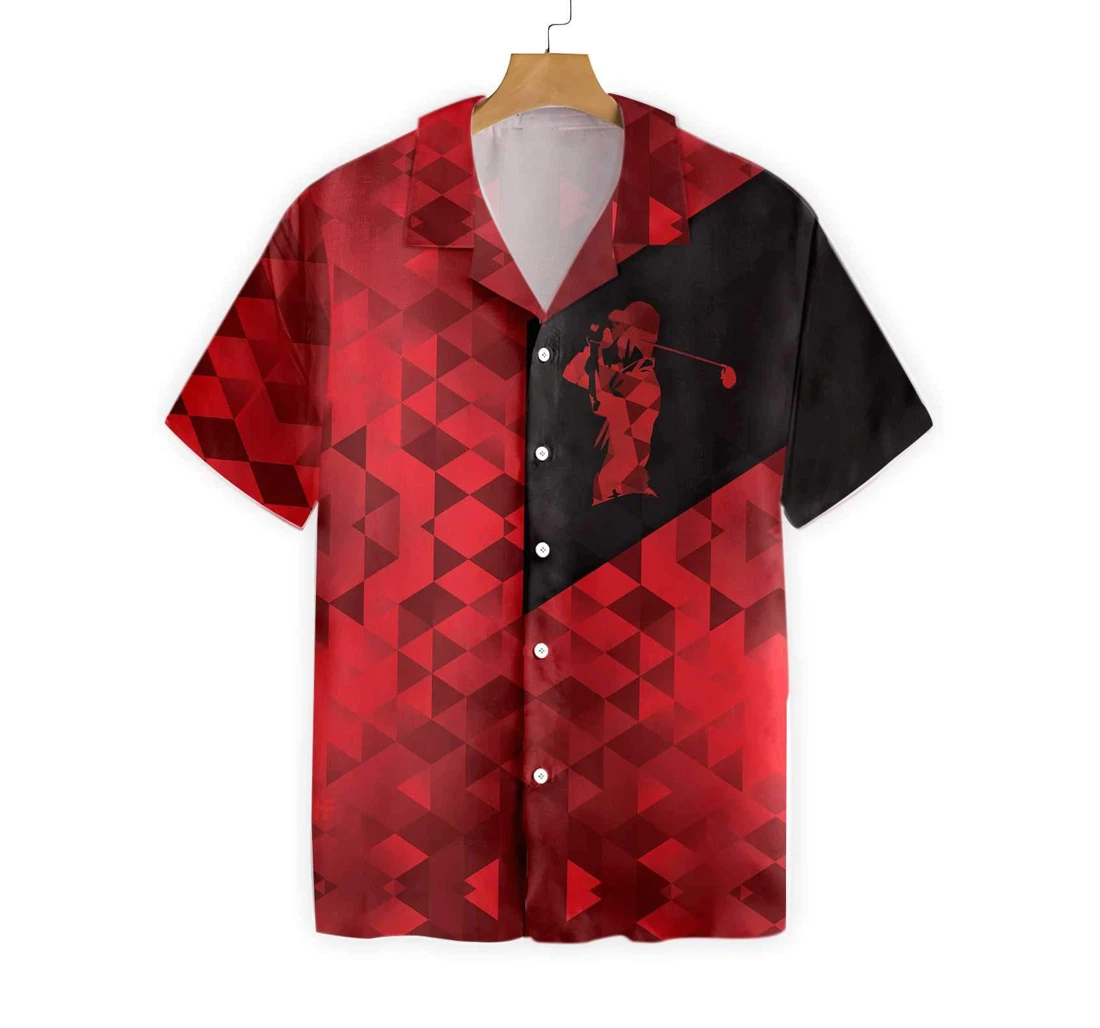 Black And Red Abstract Golfer Hawaiian Shirt, Button Up Aloha Shirt For Men, Women