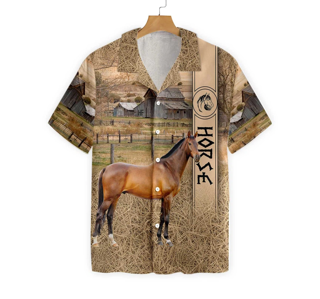 Horse On The Farm Hawaiian Shirt, Button Up Aloha Shirt For Men, Women