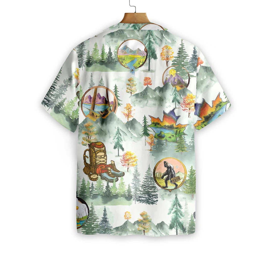 Camping And Hiking Trekking Hawaiian Shirt, Button Up Aloha Shirt For Men, Women