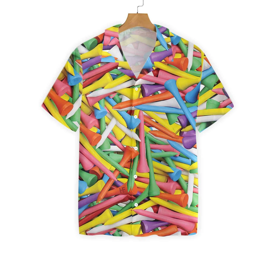 Colorful Golf Tee Hawaiian Shirt, Button Up Aloha Shirt For Men, Women