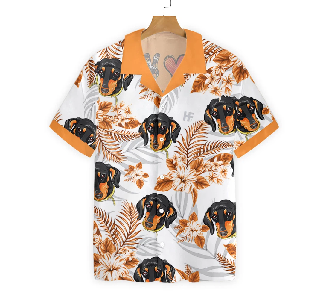 Personalized Peace Love Dachshund Custom Hawaiian Shirt, Button Up Aloha Shirt For Men, Women