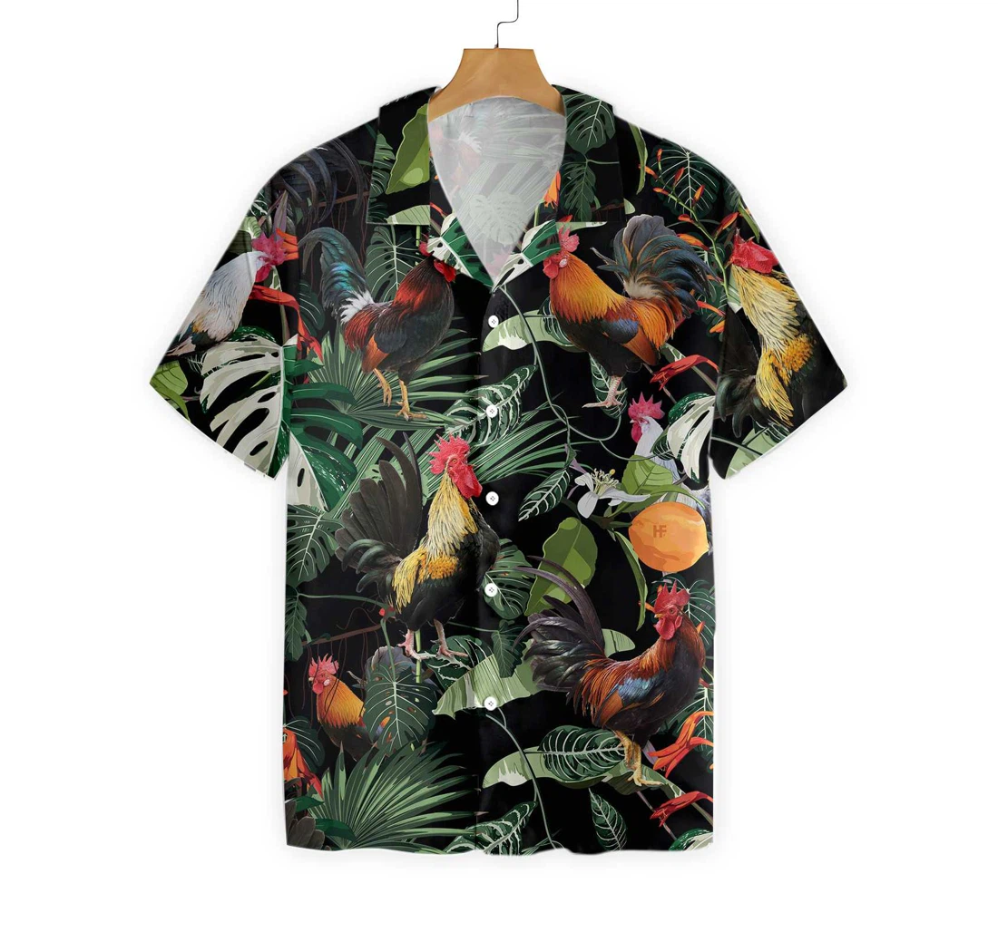 Happy Rooster Hawaiian Shirt, Button Up Aloha Shirt For Men, Women