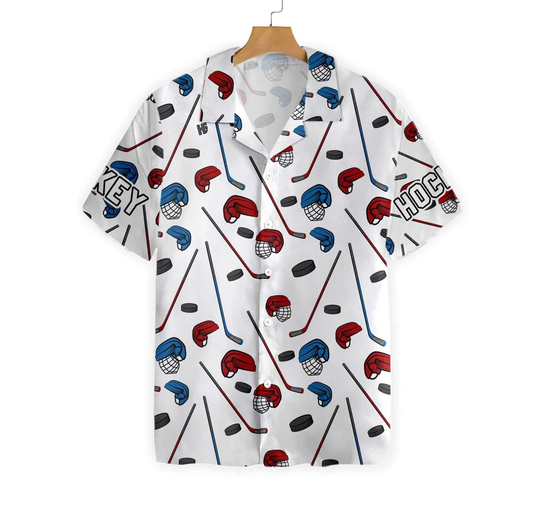 Ice Hockey Hawaiian Shirt, Button Up Aloha Shirt For Men, Women