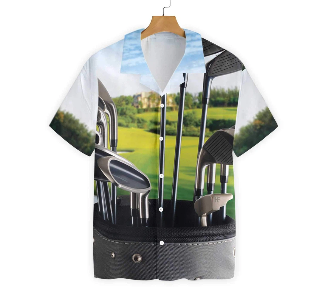 Golf Bag Sunshine Hawaiian Shirt, Button Up Aloha Shirt For Men, Women