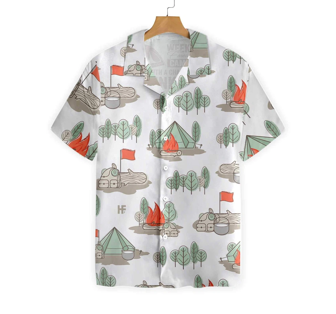 Weekend Forecast Camping With A Chance Of Drinking Hawaiian Shirt, Button Up Aloha Shirt For Men, Women