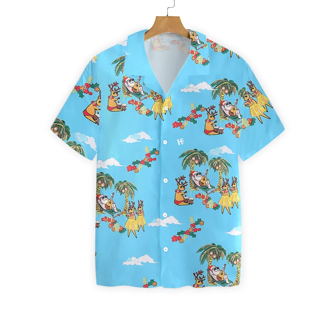 Merry Christmas Santa Claus Hawaiian Shirt, Button Up Aloha Shirt For Men, Women