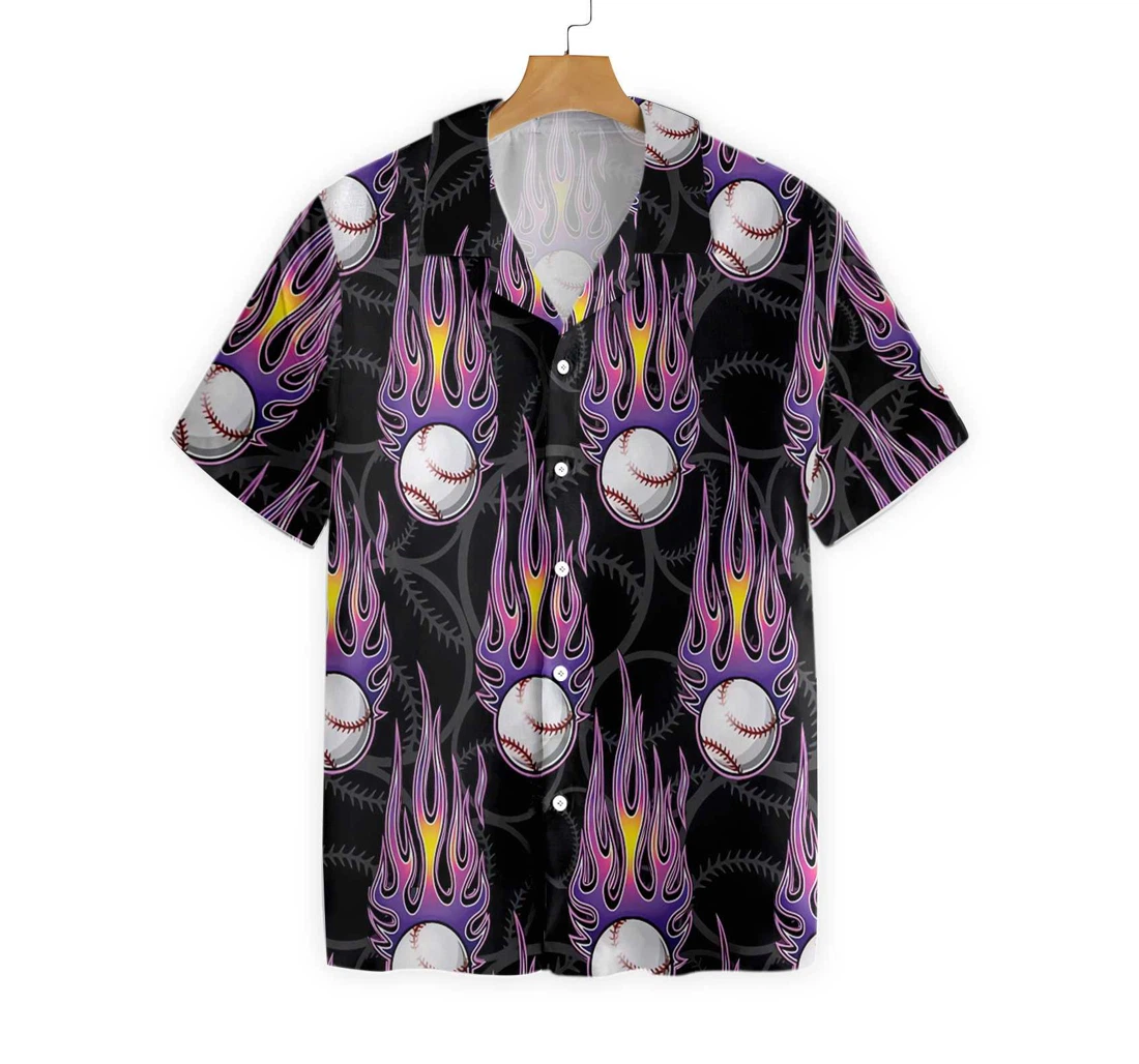 Softball With Hotrod Flame Hawaiian Shirt, Button Up Aloha Shirt For Men, Women