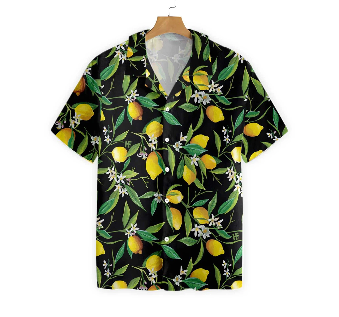 Lemon In Black Hawaiian Shirt, Button Up Aloha Shirt For Men, Women