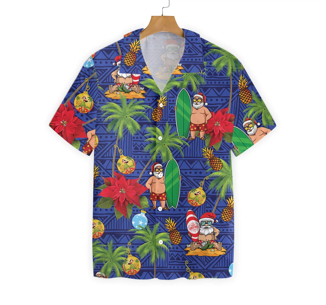 Merry Christmas Santa Claus Hawaiian Shirt, Button Up Aloha Shirt For Men, Women