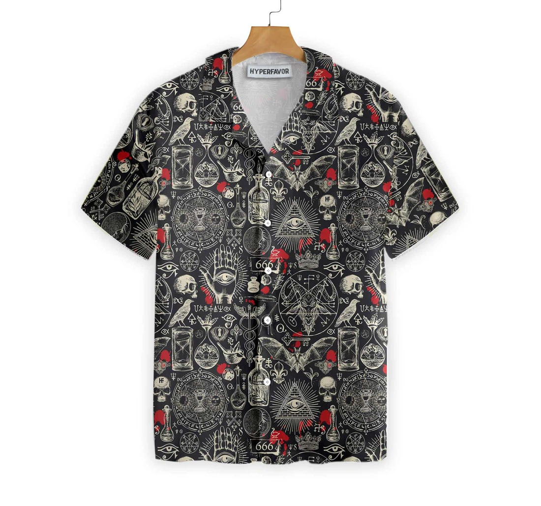 Black Demons Scary Halloween Hawaiian Shirt, Button Up Aloha Shirt For Men, Women