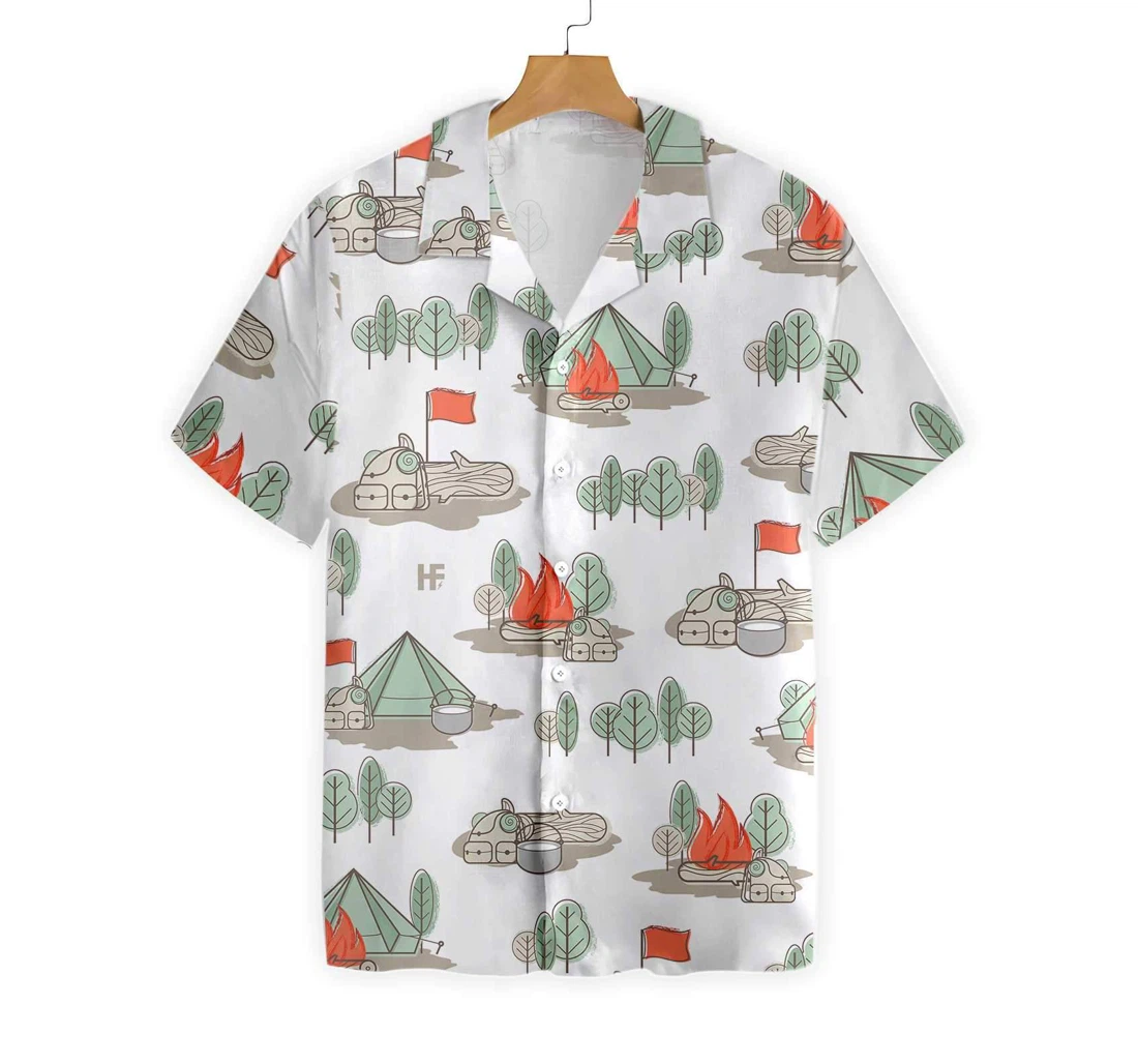 Camping And Beer Thats Why Im Here Hawaiian Shirt, Button Up Aloha Shirt For Men, Women