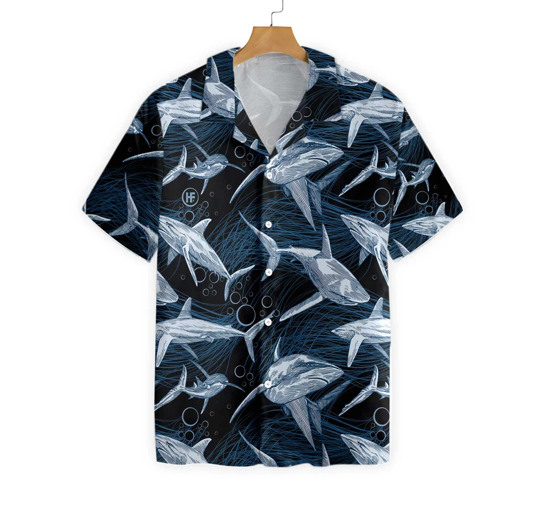 Under Water Shark Hawaiian Shirt, Button Up Aloha Shirt For Men, Women