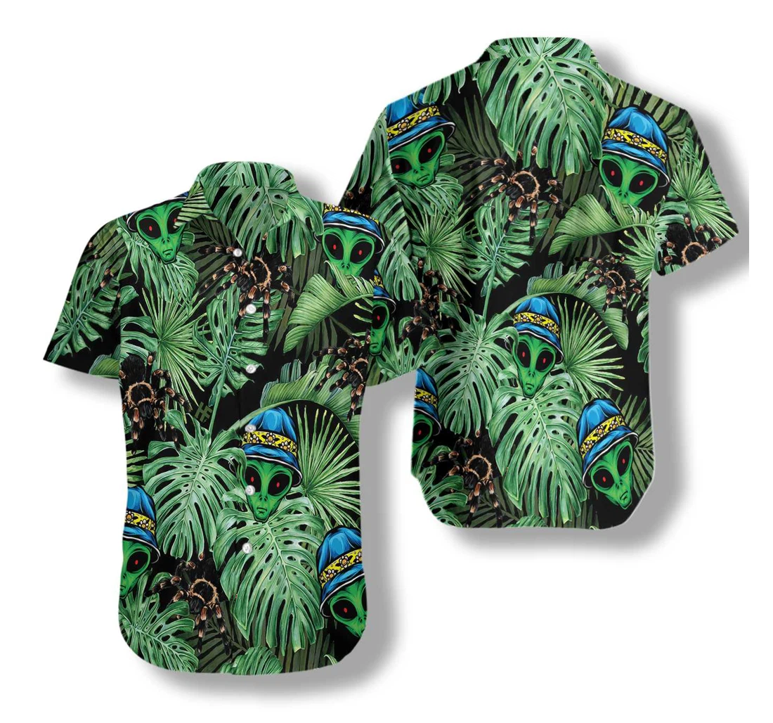 Alien And Spider Hawaiian Shirt, Button Up Aloha Shirt For Men, Women