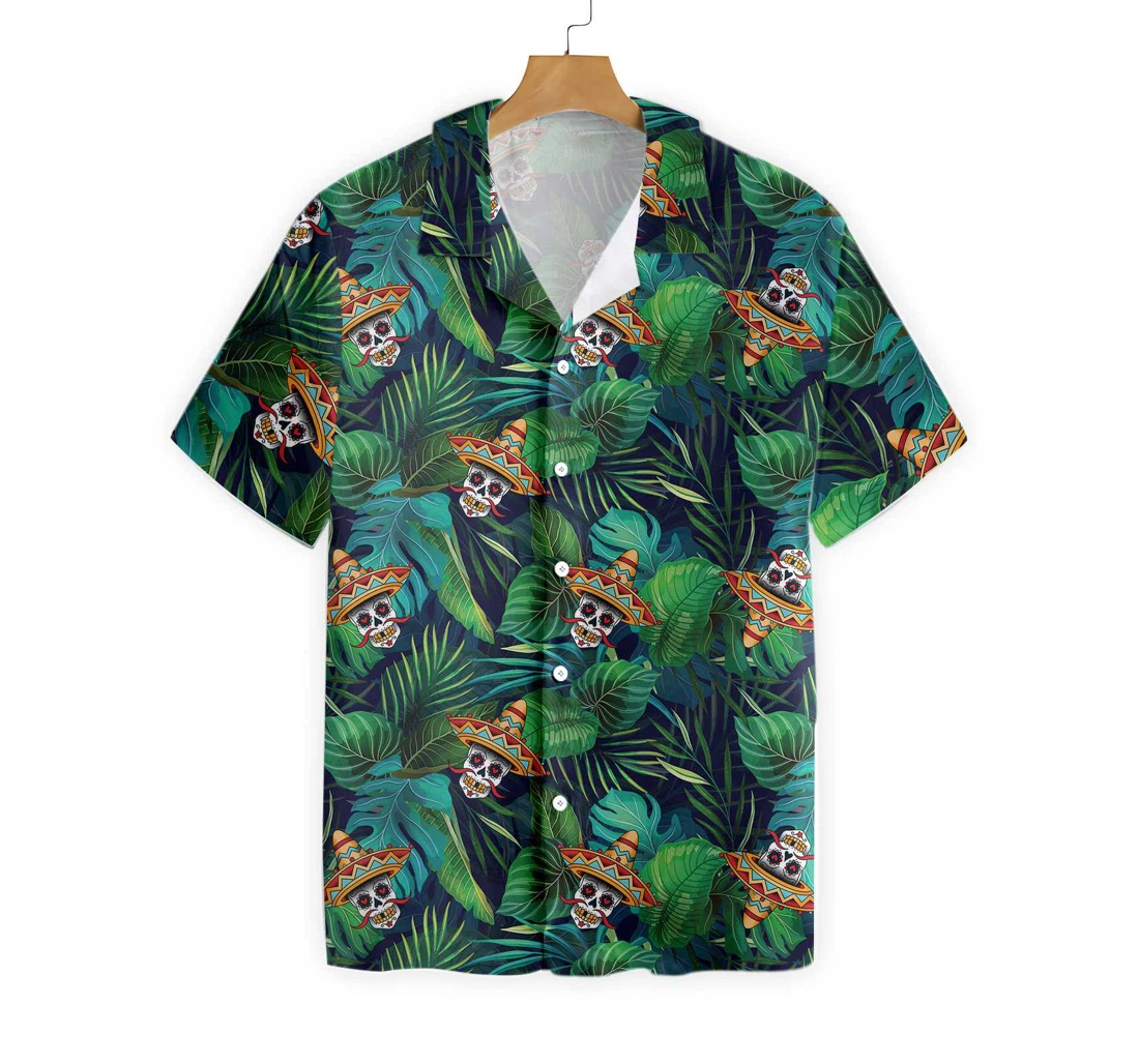 Mexican Skull Hawaiian Shirt, Button Up Aloha Shirt For Men, Women