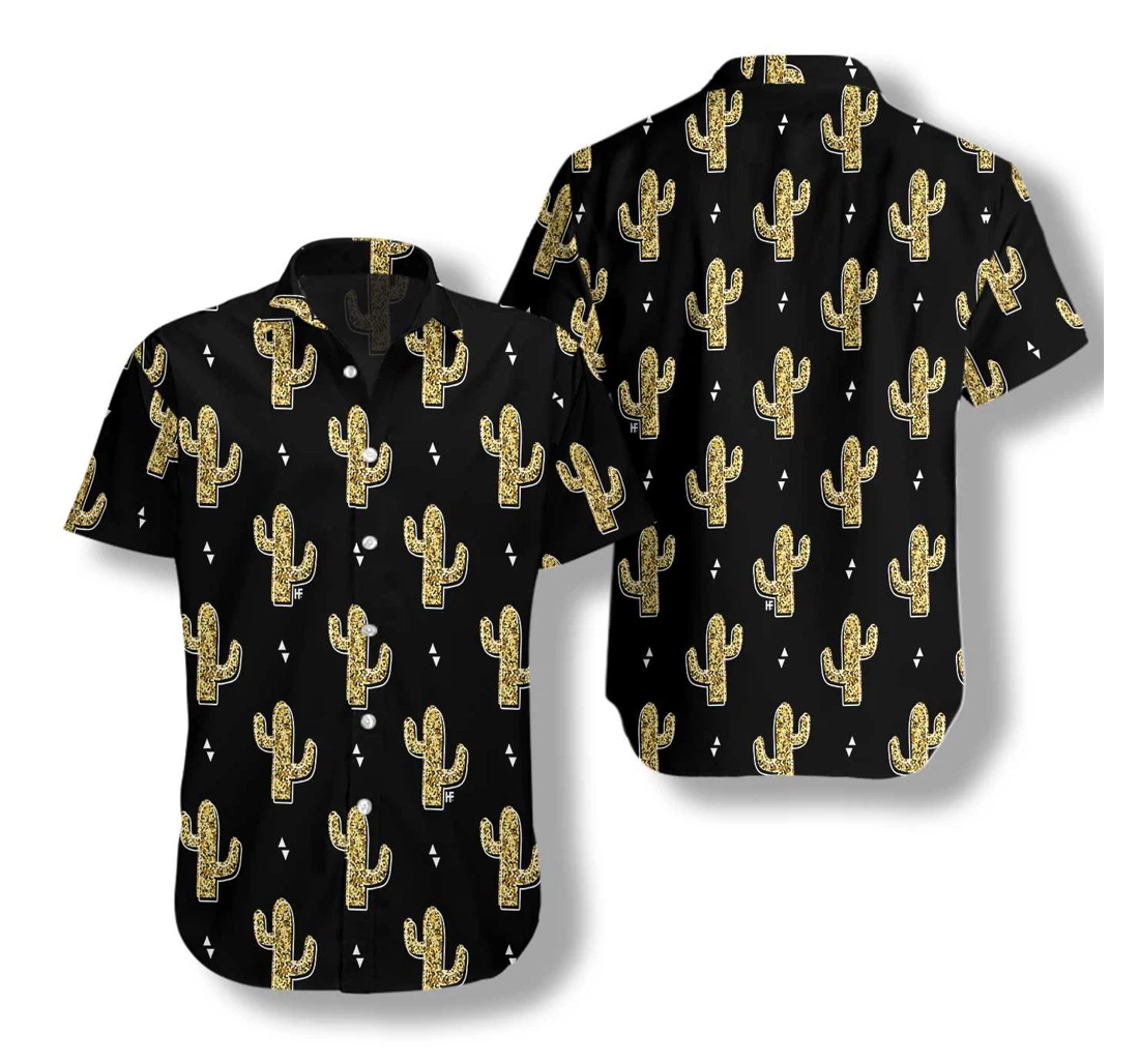 Golden Cactuses Hawaiian Shirt, Button Up Aloha Shirt For Men, Women