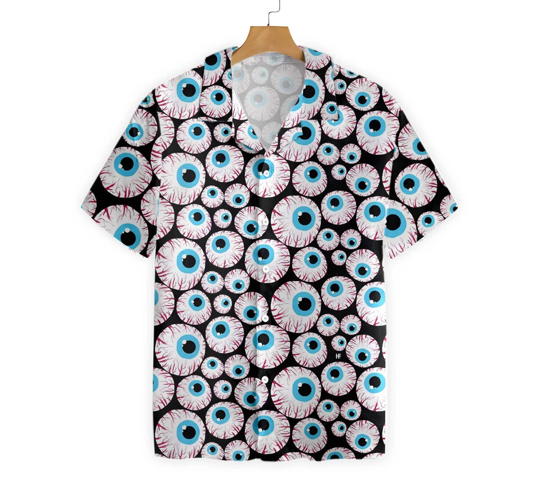 Halloween Creepy Eyeballs Hawaiian Shirt, Button Up Aloha Shirt For Men, Women