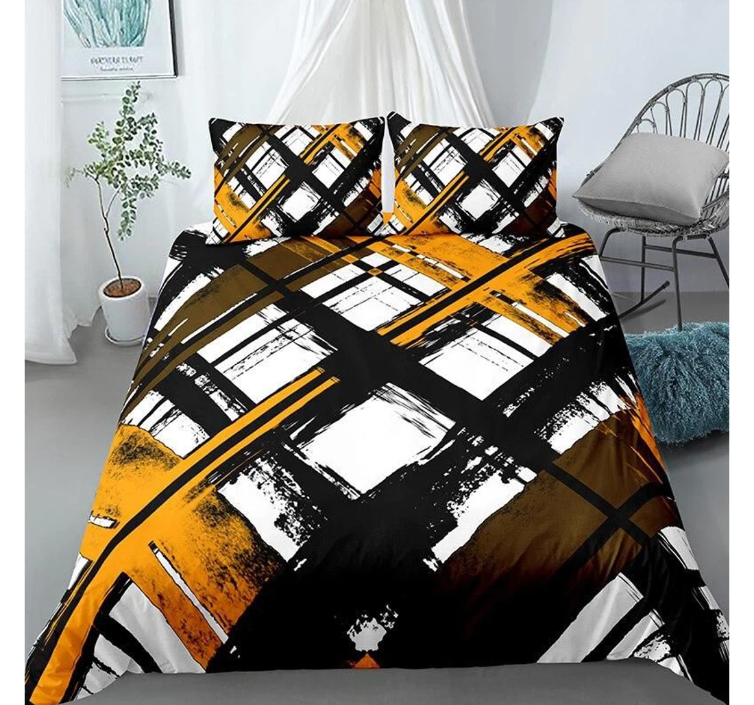 Bedding Set - Color Plaids Fnfk Included 1 Ultra Soft Duvet Cover or Quilt and 2 Lightweight Breathe Pillowcases