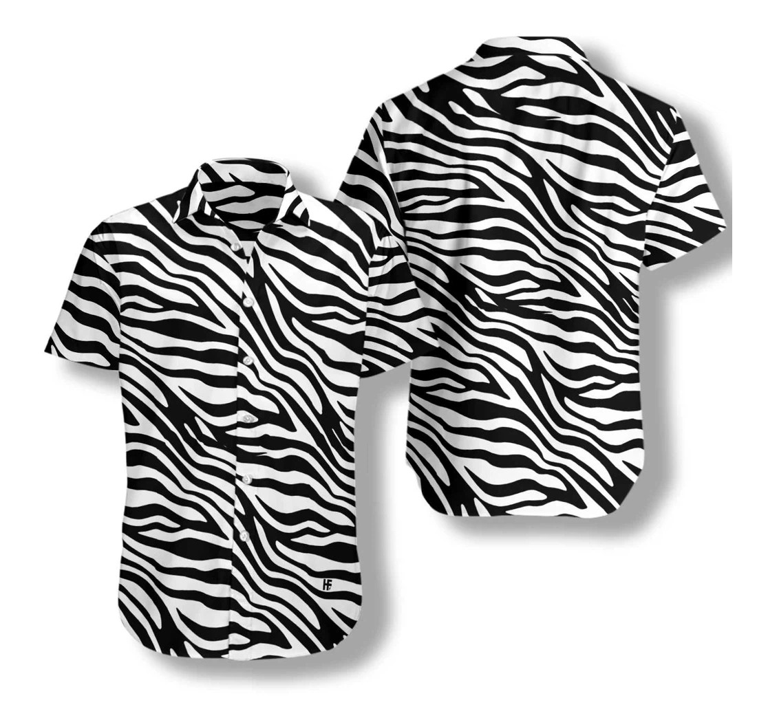 Zebra Pattern Hawaiian Shirt, Button Up Aloha Shirt For Men, Women